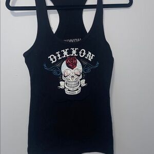 DIXXON Black Tank Top with Sugar Skull Graphic